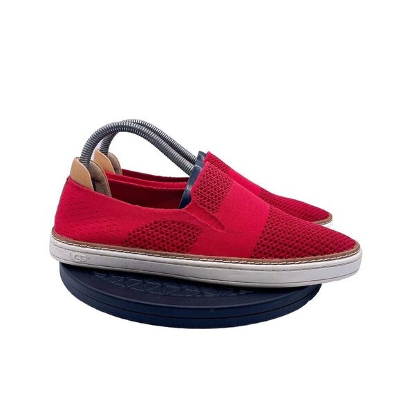 Ugg Sammy Chevron Shoes Women's 8.5 Red Slip On Sneaker Perforated Knit - Picture 1 of 10
